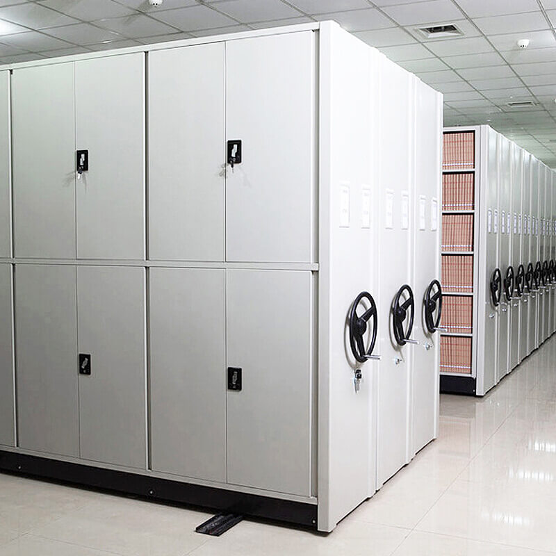 Movable steel cabinets in white finish, with steel rack and filing cabinets in the Philippines
