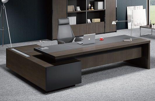 executive office table in veneer and leather finish