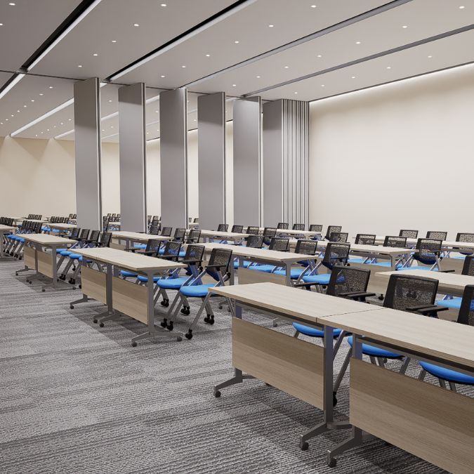 huge operable wall partition in fabric finish in a function hall