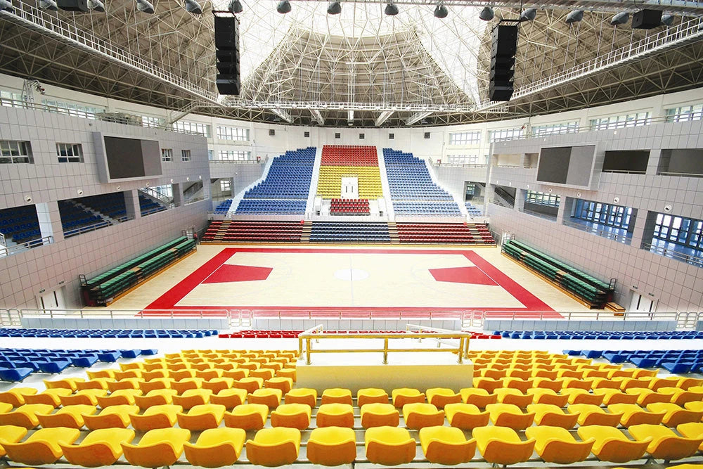 bleacher seating in a gymnasium in the philippines