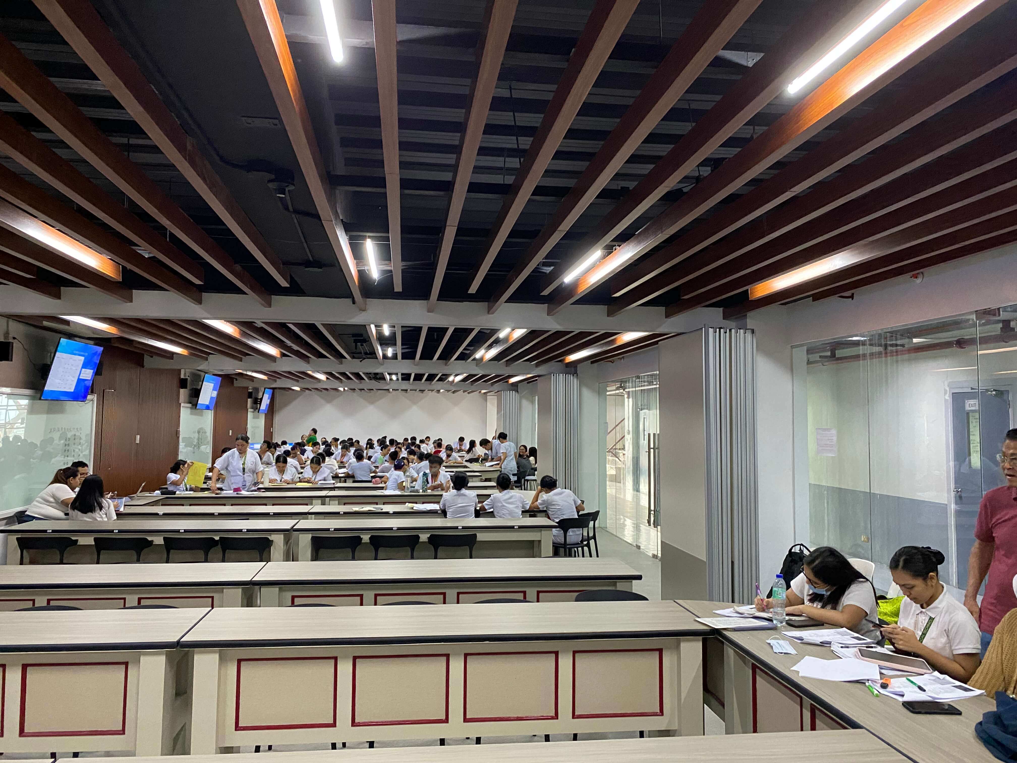 Foldable partition walls parked inside a classroom in Cavite City, Philippines